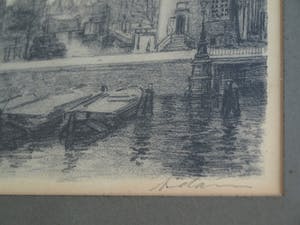 Louis Landre - Ingelijste litho, Prins Hendrikkade Amsterdam – ca 1925 kopen? Bied vanaf 25!