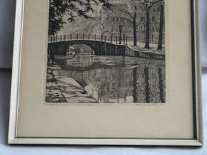 Maarten Langbroek - Ets, Reguliersgracht, Amsterdam – Gesigneerd en ingelijst – ca 1965 kopen? Bied vanaf 10!