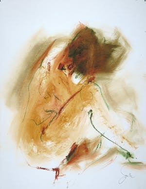 Franscz Witte - Acryl en krijt op papier, Zittend figuur kopen? Bied vanaf 1!