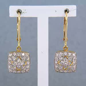 14k bicolor oorhangers bezet met single cut geslepen diamanten tot. 0,48ct verkocht voor € 450!