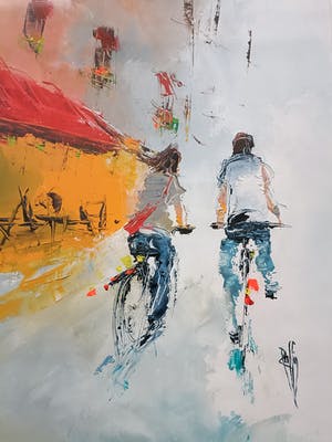 Christian Raffin - Week-end, olieverf op papier, ingelijst, nieuw ! kopen? Bied vanaf 75!