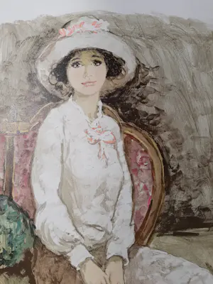 Bernard Charoy - Litho. Portret van een vrouw met hoed. kopen? Bied vanaf 40!