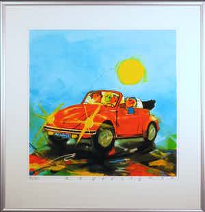 Ad Verstijnen - Zeefdruk, Kever - Ingelijst verkocht voor € 60!