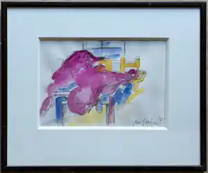 Jan Sierhuis - Houtskool en aquarel op papier: 'Liggend naakt' (1971). kopen? Bied vanaf 180!