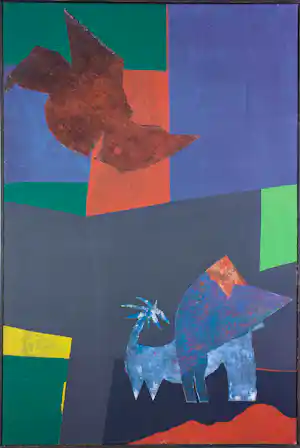 P. van der Toorn - Gemengde techniek, Abstract IV - Ingelijst verkocht voor € 50!
