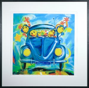 Ad Verstijnen - Zeefdruk, VW Brilletje voorruit - Ingelijst kopen? Bied vanaf 50!
