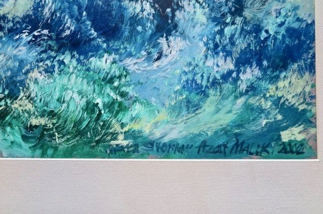 Niet of onleesbaar gesigneerd - Azat Malik - Schip op woeste zee - In net passe-partout kopen? Bied vanaf 1!