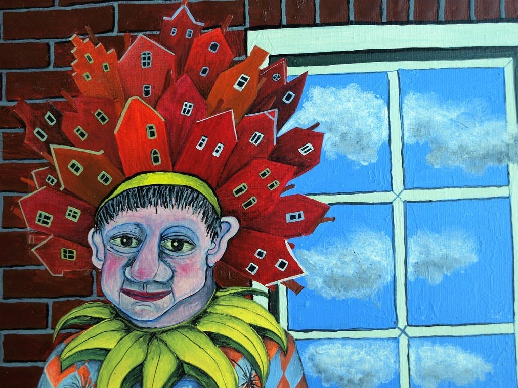 Peer Mijland - Olieverf op doek, De makelaar in Huizen – gesigneerd – 1999  kopen? Bied vanaf 100!