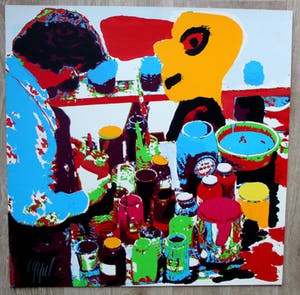 Karel Appel - Handgesigneerde kleurenzeefdruk het gele hoofd uit 1977 kopen? Bied vanaf 225!