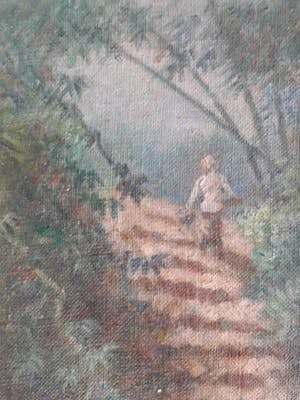 Niet of onleesbaar gesigneerd - Dame op trap kopen? Bied vanaf 10!