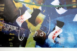 Herman Brood - ingelijste zeefdruk: financial times (nette lijst!) kopen? Bied vanaf 250!