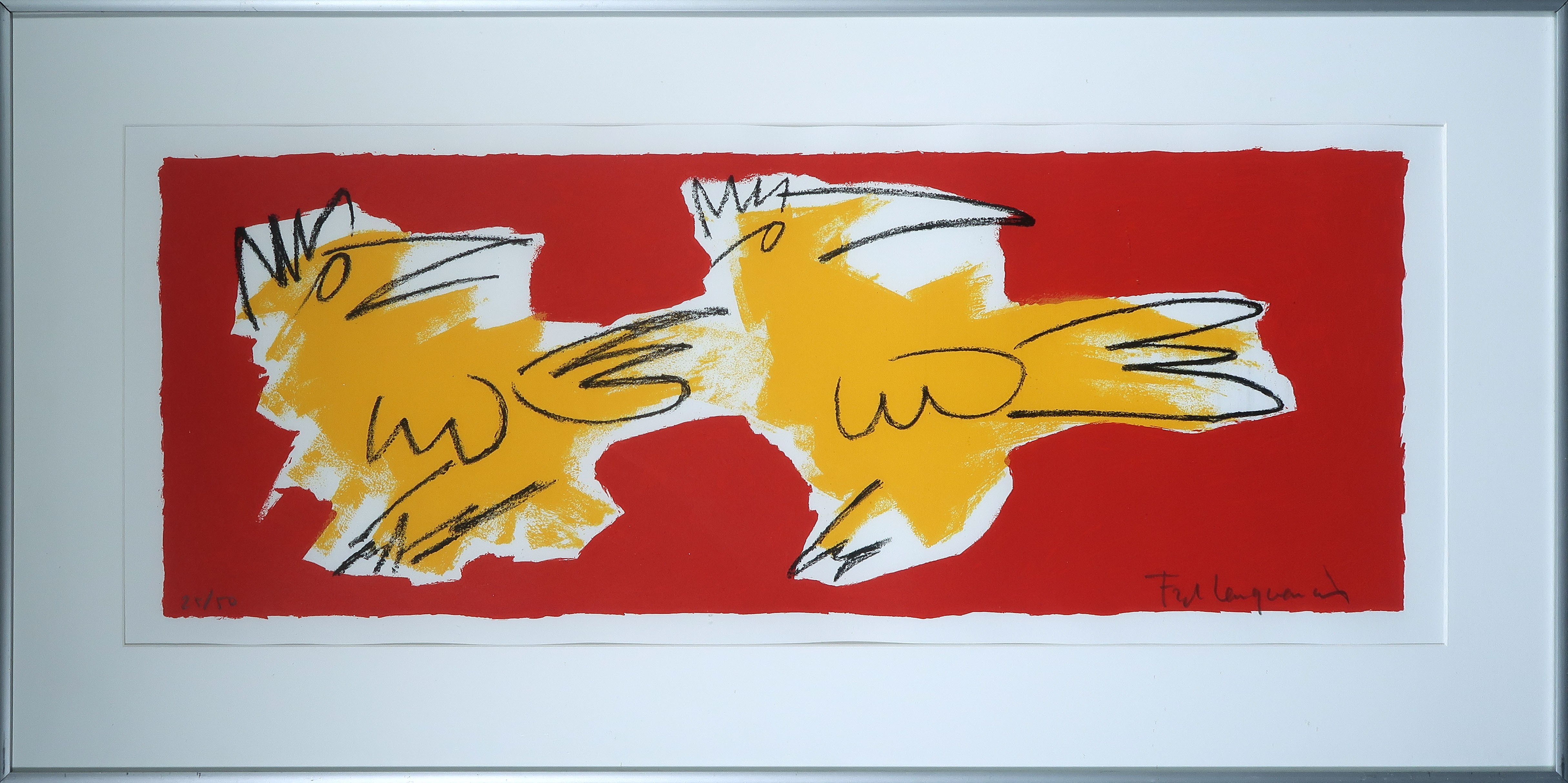 Frank Lengvenius - Zeefdruk, Vogel I - Ingelijst (Groot) verkocht voor € 35!