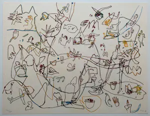 AcheterJan Voss - handgesigneerde kleurenlitho | 'Sans titre' | 1978 (Prent 190 Serie 12A)? Enchérissez de 65!