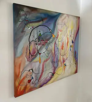 Justus Dick Bakhuizen van den Brink - Kleurrijk, abstract werk kopen? Bied vanaf 200!