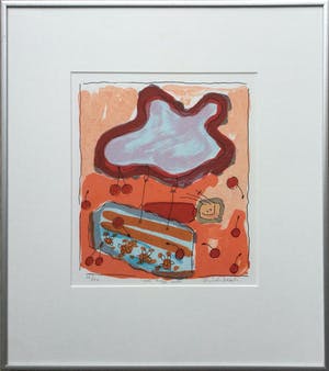 Geke uit de Bosch - Vliegen in een kersenregen - 'een hapje wolk' | kleuren zeefdruk (ingelijst) kopen? Bied vanaf 35!