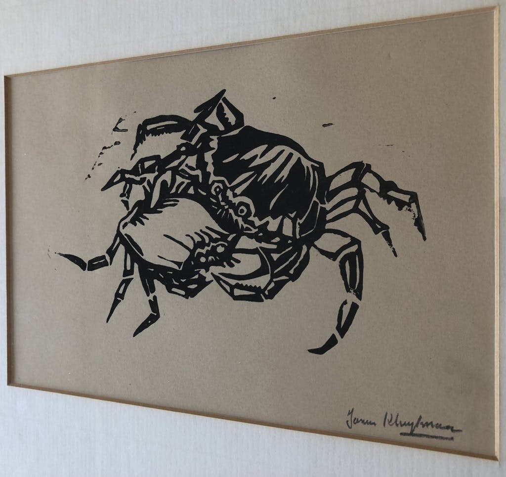 Janus Kluijtmans - Prachtige linodruk - twee vechtende kreeften. kopen? Bied vanaf 15!