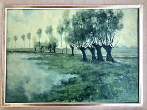 Ad van der Kop - Knotwilgen - Olieverf op doek, Fraai Ingelijst kopen? Bied vanaf 175!