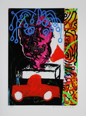 Paul Indrek Kostabi - Kleurengiclee TESLA Handgesigneerd. kopen? Bied vanaf 60!