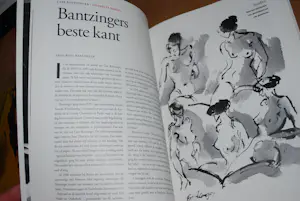Cees Bantzinger - Lezende brunette aan een tafeltje - mooi ingelijst - & 2 boeken (1x gesigneerd!) kopen? Bied vanaf 150!