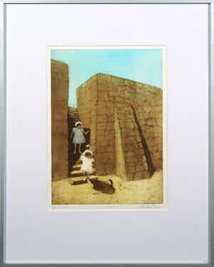 Willy Belinfante - Aquatint, De trap - Ingelijst verkocht voor € 20!