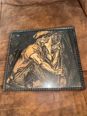 Jan Toorop - De Mijnwerker (1915) | In authentieke Amsterdamse School-lijst verkauft für € 70!