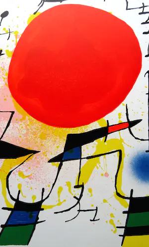 Joan Miro - " LeSoleil Rouge " , Litografia original III 1972 - Mourlot 858 kopen? Bied vanaf 139!