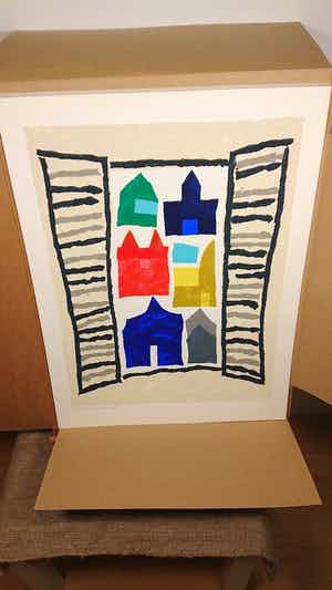 Harrie Gerritz - Fraai en kleurrijk werk van de hand van Harrie Gerritz. verkocht voor € 90!