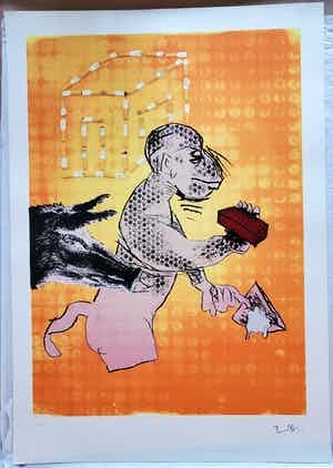 Jorg Immendorff - Maureraffe, signiert, datiert und e.a. verkocht voor € 440!