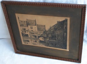 Niet of onleesbaar gesigneerd - Pentekening , “Achtergevels bocht te Enkhuizen” kopen? Bied vanaf 10!