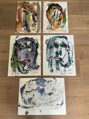 AcheterRudi Pillen - Acryl op papier? Enchérissez de 200!