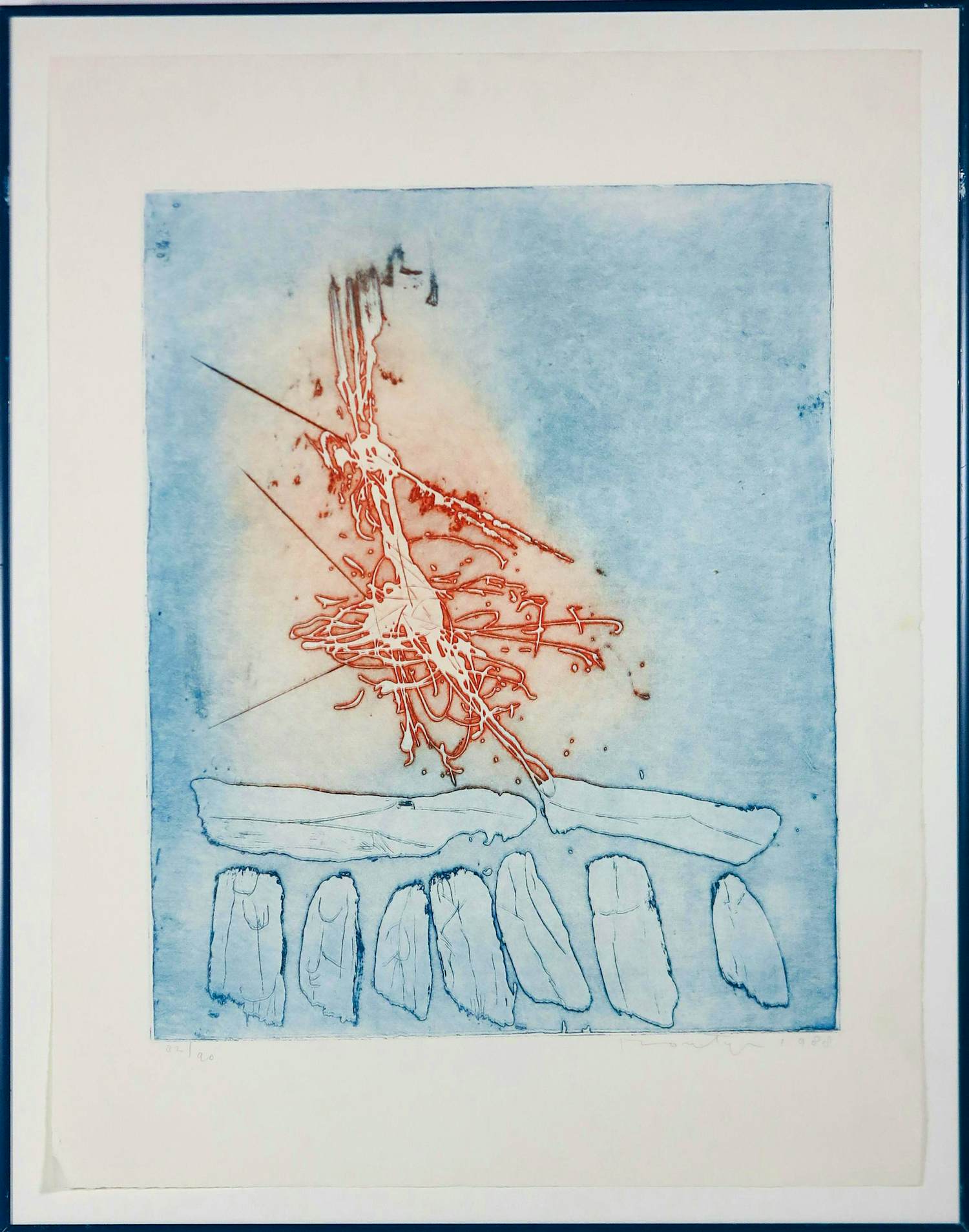 Jan Montyn - Kleurets op papier, Zonder titel - Ingelijst kopen? Bied vanaf 80!