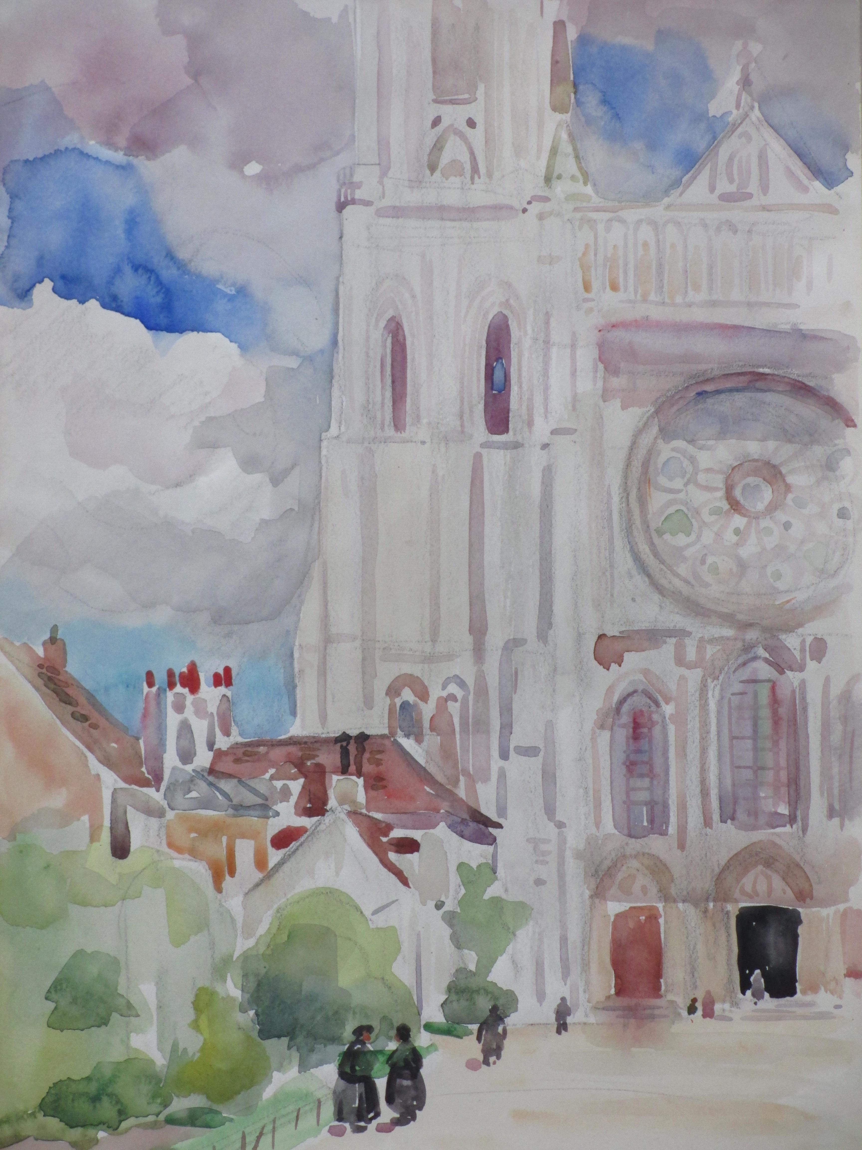 Han Krug - Cathedrale de Chartres - Aquarel kopen? Bied vanaf 25!