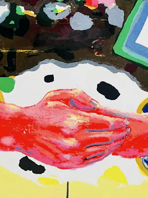 Roger Raveel - Dubbende man - Litho - Gesigneerd - 78,5x56,5 cm - 1982 kopen? Bied vanaf 1750!