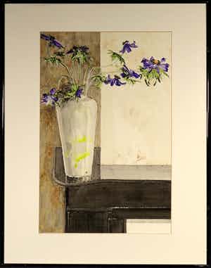 Ina van Toor - Gemengde techniek, Paars naar rechts - Ingelijst verkocht voor € 35!