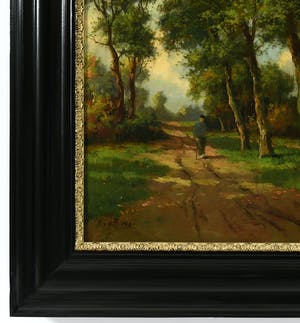 Andries van den Berg - (1852-1944) - " Zonnig Hollands landschap - Oude boer op landweg". kopen? Bied vanaf 300!