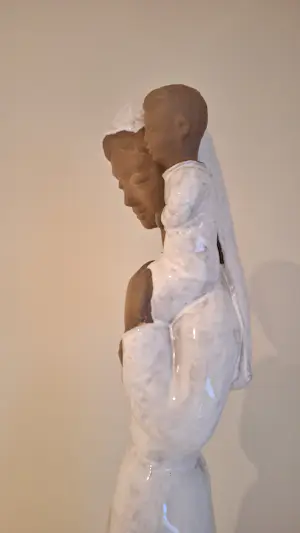 Paul Sersté - religieus beeld - Madonna / Moeder Maria met kind - terracotta en keramiek kopen? Bied vanaf 50!