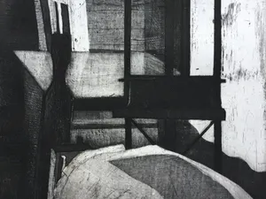 Sjaak Kaashoek - Atelierinterieur | ets (1986) - ingelijst kopen? Bied vanaf 35!