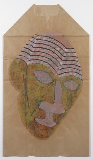 Dirk Celis - Gemengde techniek op kraftpapier, Zonder titel - Ingelijst kopen? Bied vanaf 1!