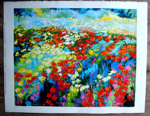 Jesus Pablo Camargo - zeefdruk: bloemenveld kopen? Bied vanaf 55!