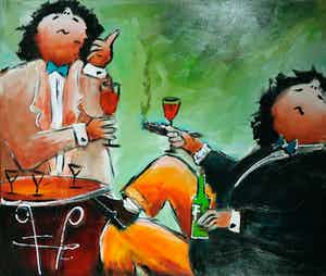 Theo Broeren - Acryl op doek, Eigenwijs (Zeer groot) verkocht voor € 100!