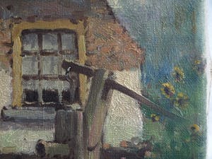 Arnout van Gilst - Olieverf op doek, boerderij met waterpomp – gesigneerd – ca 1945 kopen? Bied vanaf 35!
