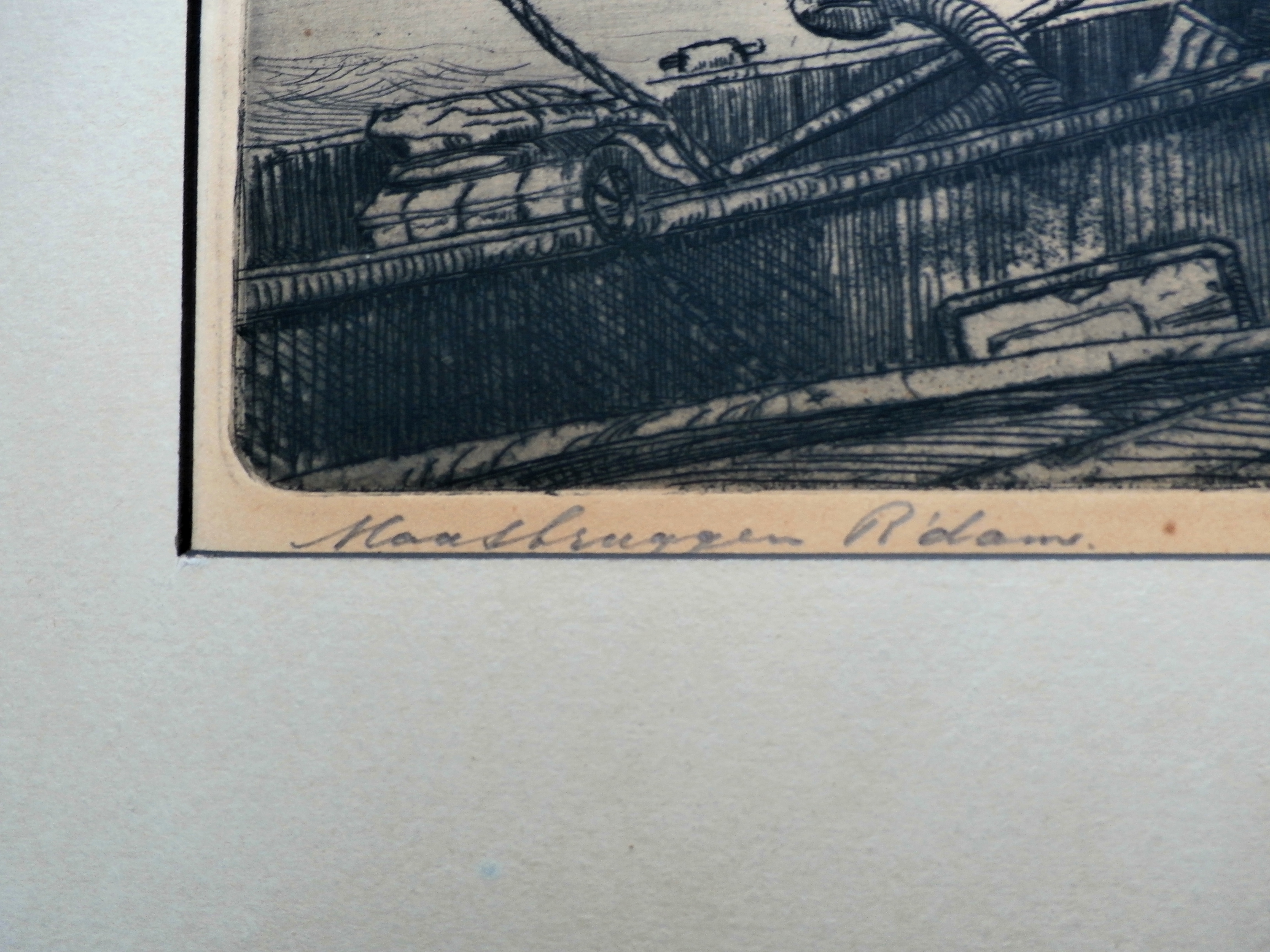 A.W. van Munster - ets - Maasbruggen Rotterdam - 1925 kopen? Bied vanaf 25!