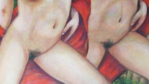 Denny Jacobs - acryl op doek, naakte tweeling - gesigneerd en '10 kopen? Bied vanaf 99!