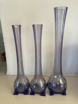 Val-Saint-Lambert - Bijzondere glasitems: 3 solifleur vazen kopen? Bied vanaf 70!
