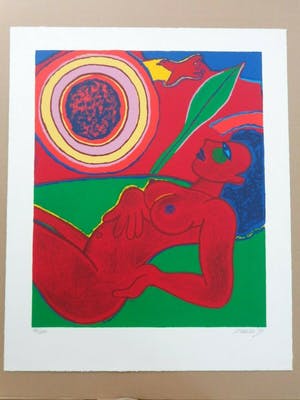 Corneille - RODE NAAKTE VROUW / KLEURZEEFDRUK / 74x61cm / SIG / 1994 kopen? Bied vanaf 205!