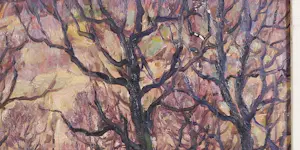 Harmen Klaas Post - Olieverf op paneel, Huis in het bos - Ingelijst kopen? Bied vanaf 120!