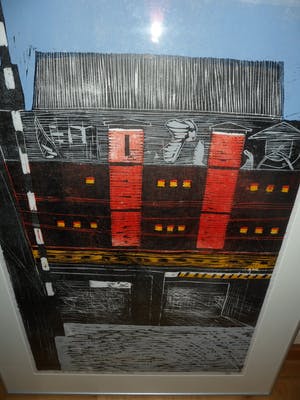 Piet Lont - Houtsnede op Japans papier. Titel. " De Zwijger Amsterdam Oost". kopen? Bied vanaf 40!