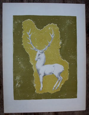 John Raedecker - Kleurenlitho: Hert kopen? Bied vanaf 45!