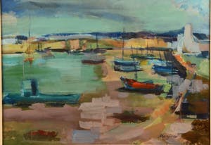Marjon de Wit - "Haventje in Bretagne" - Gouache, Ingelijst kopen? Bied vanaf 85!