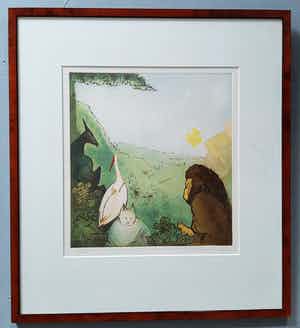 Constant - Constant, ingelijste ets/aquatint: Orpheus met dieren NU LAGE STARTPRIJS! verkocht voor € 475!